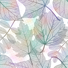 Seamless pattern with  leaves. Vector,