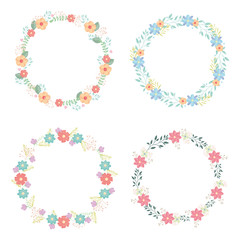 circular crowns with flowers and leafs decoration