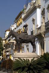 Sevilla (Spain). Equestrian statue of the Countess of Barcelona Her Royal Highness Doña María de...