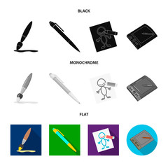 Isolated object of pencil and sharpen icon. Set of pencil and color vector icon for stock.