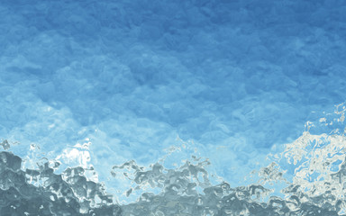 The sky which I looked at from all over the sea (sky blue), and it was made in 3D Render.