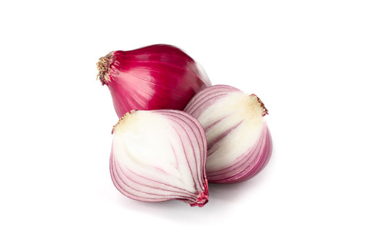 Fresh red onion isolated on white background