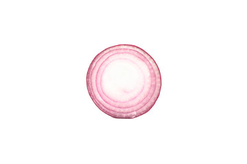 Ring of red onion isolated on white background