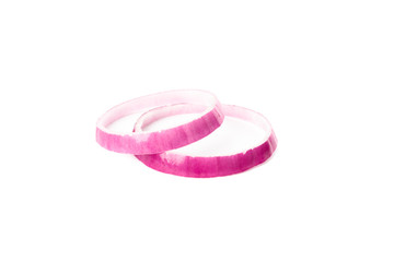 Rings of red onion isolated on white background