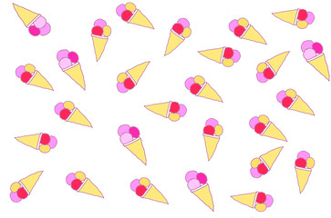 Retro style seamless pattern ice cream on white background for cool fashion design, fabric or interior design for wallpapers.