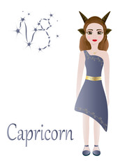 Zodiac signs. Capricorn. Vector illustration.