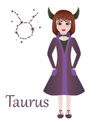 Zodiac signs. Taurus. Vector illustration.