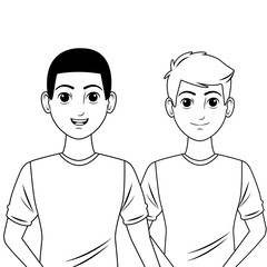 cleaning service person avatar cartoon character in black and white