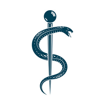 Caduceus symbol made using poisonous snakes, healthcare conceptual vector illustration.