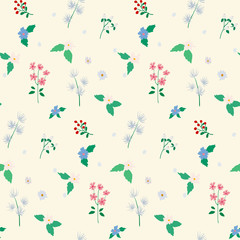 Meadow flowers and thalictrum seamless pattern