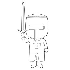 Easy coloring cartoon character from Malta dressed in the traditional way as a Maltese Warrior. Vector Illustration.