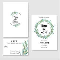 wedding invitation set with leaves small 