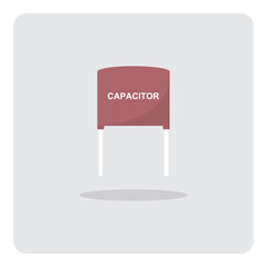 Vector design of flat icon, Capacitor for electronic circuits board on isolated background.