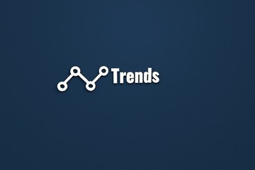 3D illustration of Trends, light color and light text with blue background.