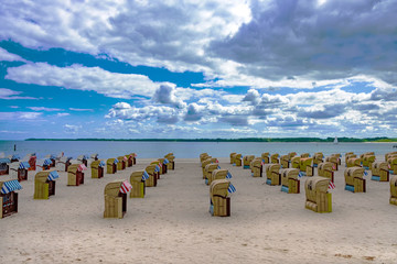 Beginning of the Summer on the Baltic Sea. Empty beach
