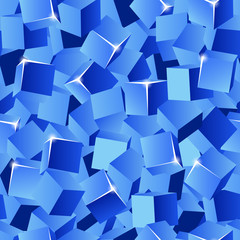 3D blue cubes seamless vector vector pattern