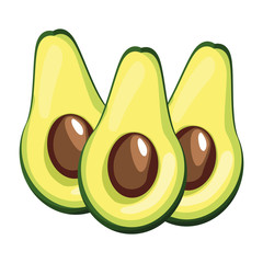 half of avocado icon cartoon