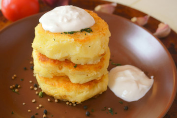 healthy pancakes from vegetables and potatoes