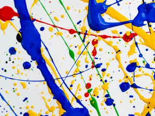 Abstract expressionism art creative background. art of splashes and drips . red black green yellow...