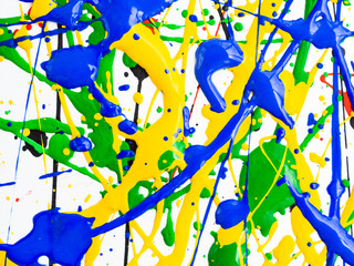 Abstract expressionism art creative background. art of splashes and drips . red black green yellow...