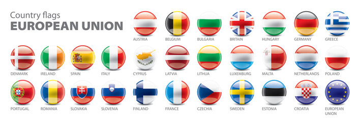 flags of the european union. Vector illustration.