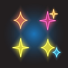  sparkles line neon icon set 1