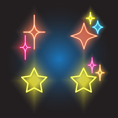 sparkles line neon icon set3
