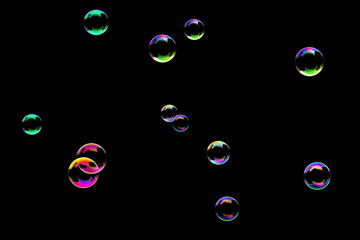 Soap bubbles superimposed, separate soap bubbles, very realistic