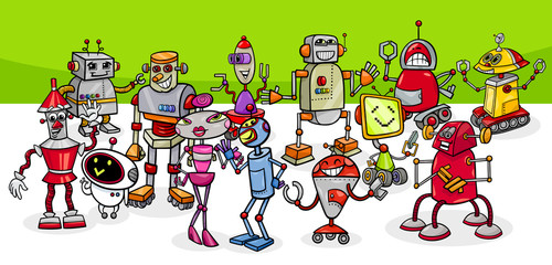 cartoon robots conceptual fantasy characters group