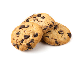 Chocolate chip cookie isolated on white background