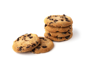 Chocolate chip cookie isolated on white background