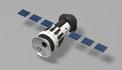 Satellite sur fond gris 3D © Fox_Dsign
