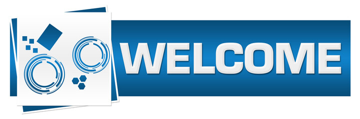 Welcome Blue Grey Technology Block 