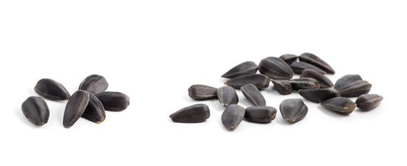 Sunflower seeds isolated on white background close up