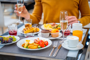 Breakfast Buffet Concept, Breakfast Time in Luxury Hotel, Brunch with Family in Restaurant
