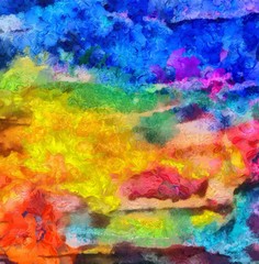 Abstract art painted texture background. Textured oil strokes and splashes on canvas. Simple creativity pattern for design. Close up macro palette in mixed colors. Original grunge backdrop. - 275274782