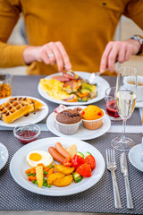 Breakfast Buffet Concept, Breakfast Time in Luxury Hotel, Brunch with Family in Restaurant