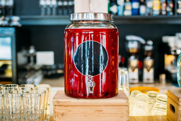 Breakfast Buffet Concept, Breakfast Time in Luxury Hotel, Brunch with Family in Restaurant, Juice in Bottle - Image