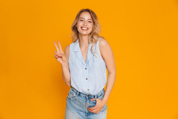 Happy cheerful girl wearing summer outfit