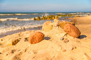 Fototapeta na wymiar lonesome, unaffected beach of the Baltic Sea in Poland