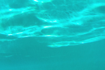 Trendy blue colored abstract background with light and shadows caustic effect. Light passes through a glass.