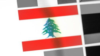 Lebanon national flag of country. Lebanon flag on the display, a digital moire effect.