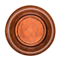Brown plate on top on an isolated white background