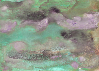 Abstract background, hand-painted texture, watercolor painting, splashes, drops of paint, paint smears. Design for backgrounds, wallpapers, covers and packaging.