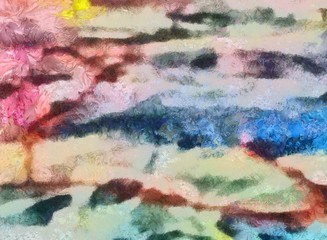 Colorful scratched grunge texture. Dry oil strokes background. Design pattern.