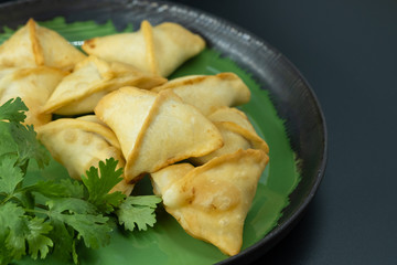 Close up  Homemade Samosa. (Selective Focus)