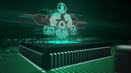 CPU on board with data management hologram