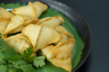 Close up  Homemade Samosa. (Selective Focus)