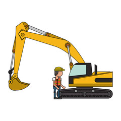 Construction worker with vehicle faceless