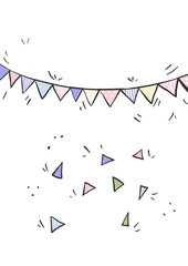 Vintage flags garlands set colorful triangles